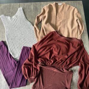 Free People Fall Clothing Bundle Lot 4pc Dress & Joggers Madewell Cardigan XS S